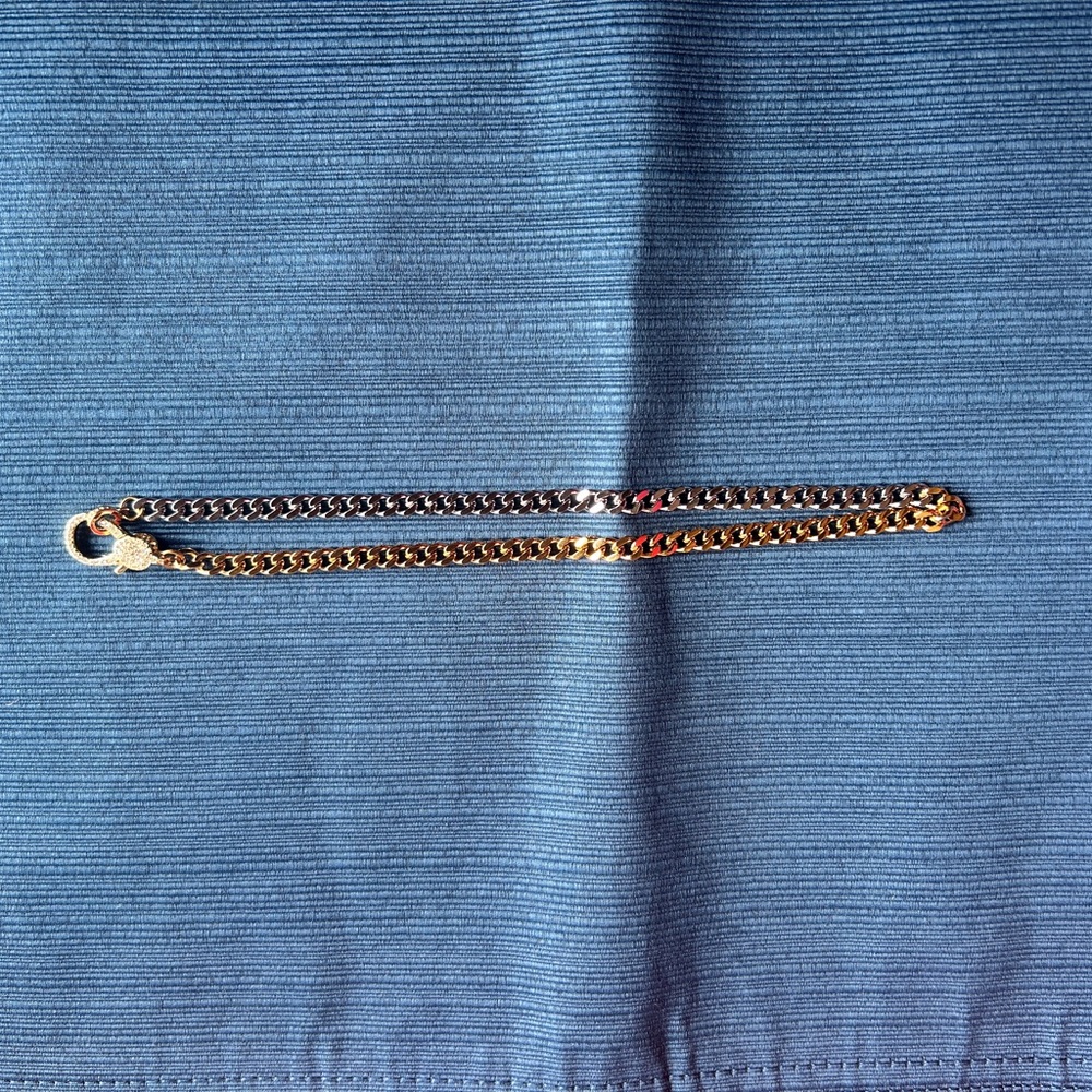 NWT Gold Silver Two Tone Stainless Steal Double Chain Necklace 16” - Picture 5 of 11